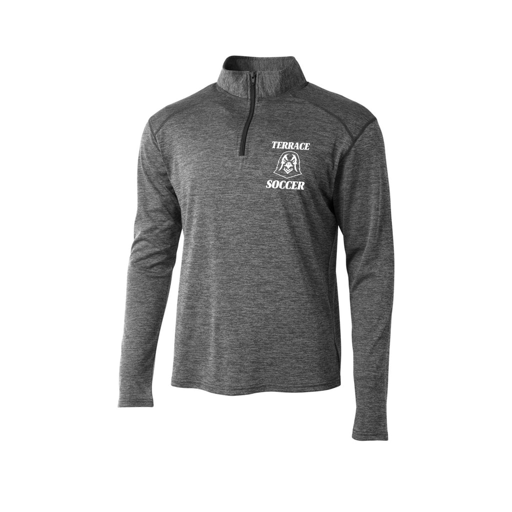 Mountlake Terrace High School Mens's (Coaches) Quarter Zip Sweater (Grey/Red)